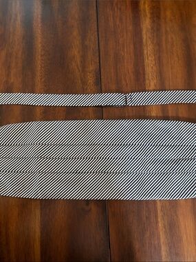 Collared Greens cummerbund and bow tie set. 100% silk traditional black stripe